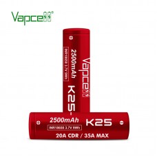 2x Vapcell 18650 K25 2500mah 20A/35A